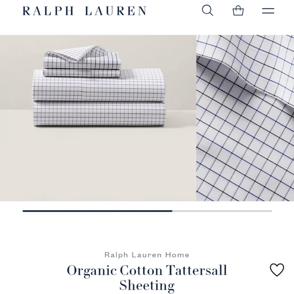 Ralph Lauren organic cotton king flat TATTERSALL